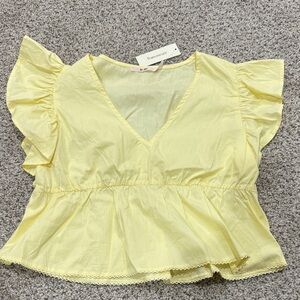 Francesca’s Light Yellow Ruffled Blouse